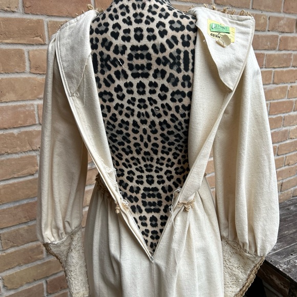 Vintage 1970s Gunne Sax Black Label Prairie style dress - burlap/cotton/ flax - Picture 8 of 15